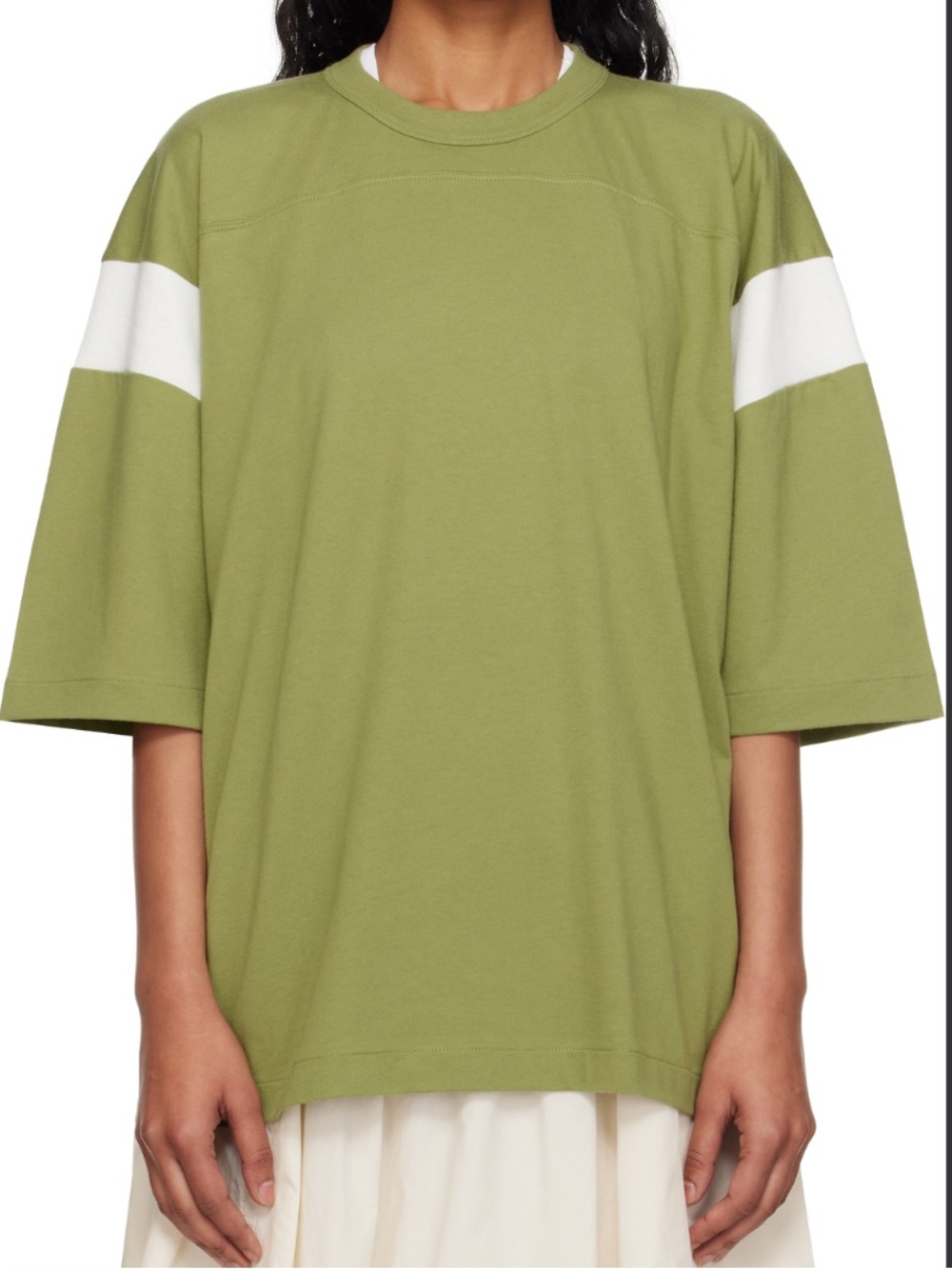 YMC Skate T Shirt in Green and White
